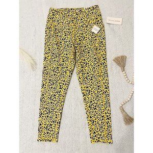 Womens BCBG leopard high waisted compression work out leggings sz L NEW